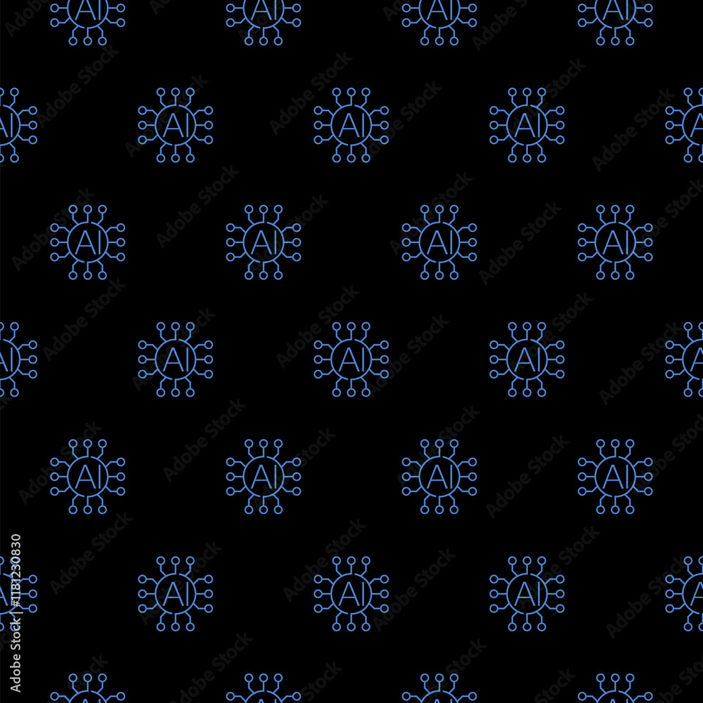 Aufkleber ai network icon isolated seamless pattern on black background