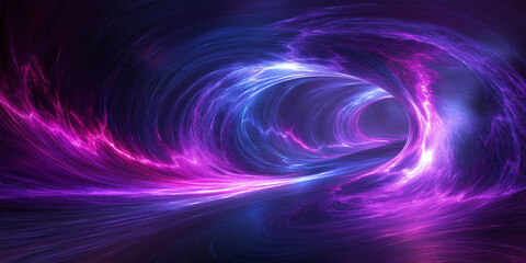 Obraz premium Dynamic cosmic energy wave abstract digital art vivid colors dark space environment surreal perspective concept of infinite possibilities