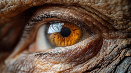 Extreme closeup of a golden brown eye with detailed texture