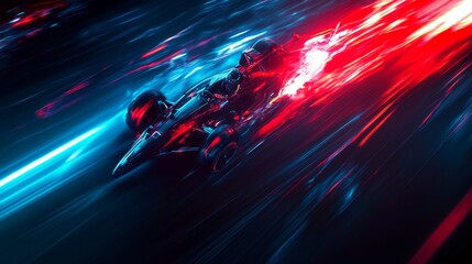 formula race motion capture, neon speed lines, dramatic automotive photography, dark track environment, luminous blur effects, high-tech racing aesthetic, professional sport visualization