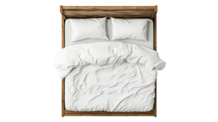 Bed for sleeping top view transparent background