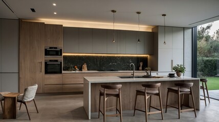 Fototapeta premium spacious open plan kitchen with a modern des