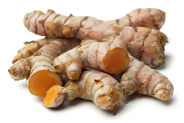 Fresh ginger root isolated on white background close-up, Fresh turmeric, Ginger isolate is on transparent background, Ginger Root