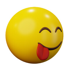 3D Emoticon Yummy Face Yellow Ball Emoticon Emoji or Smiley