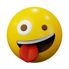 3d emoticon silly face emoji or yellow ball emoticon creative user interface web design symbol
