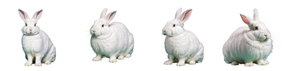 Fototapeta premium playful white rabbits showcasing different poses