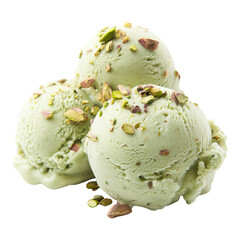Delicious Pistachio Ice Cream on transparent PNG background.