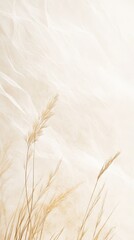 Delicate Beige Grass and Sheer Fabric Art