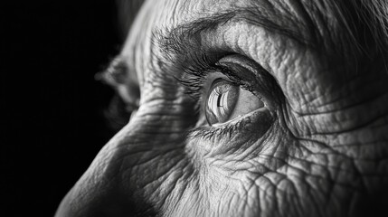 Obraz premium Grayscale closeup portrait of a monkey with detailed expressive eyes
