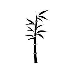 Obraz premium Simple black silhouette of a bamboo plant.