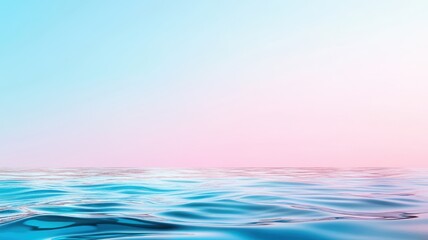 Obraz premium Tranquil water ripples beneath a soft gradient sky in shades of pink and blue, creating a serene atmosphere.