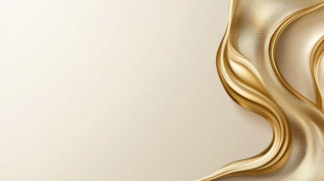 Elegant gold and cream abstract design with flowing metallic accents