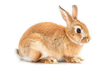 Obraz premium Close-up shot of a rabbit on a white surface , Surprised Funny Cute Bunny with Big Eyes on Light Background, Cute Animal Portrait ,white rabbit ,Close-Up of Rabbit With Soft Gray Fir Against Light 