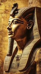 Golden Pharaoh Head Sculpture: Ancient Egypt's Majesty