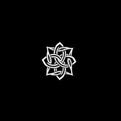 Obraz premium Intricate white knot design on a black background.