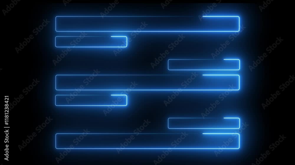 Poster glowing neon line neon sign border animation with alpha channel. neon rectangle background frame neo