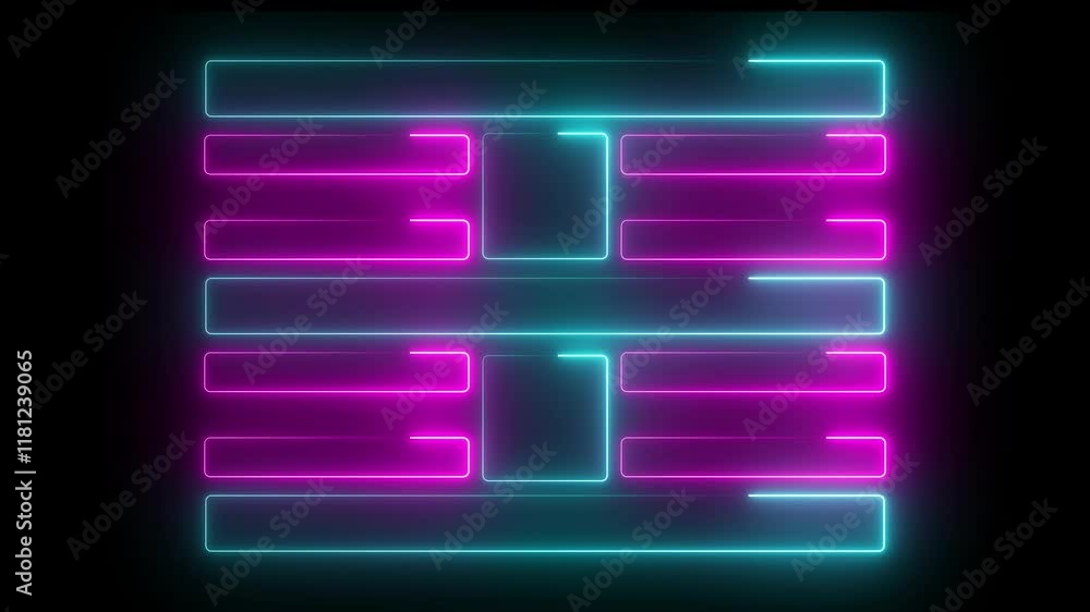 Aufkleber glowing neon line neon sign border animation with alpha channel. neon rectangle background frame neo
