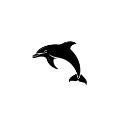 Naklejka premium Black silhouette of a dolphin in motion.