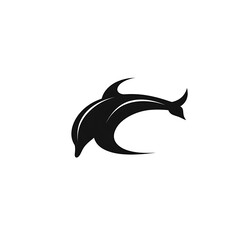 Naklejka premium Black silhouette of a dolphin in motion.