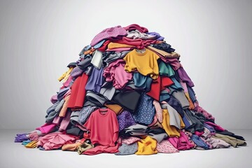 A colorful pile of assorted clothing items stacked together.