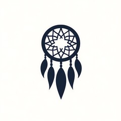A dark silhouette of a dreamcatcher design.