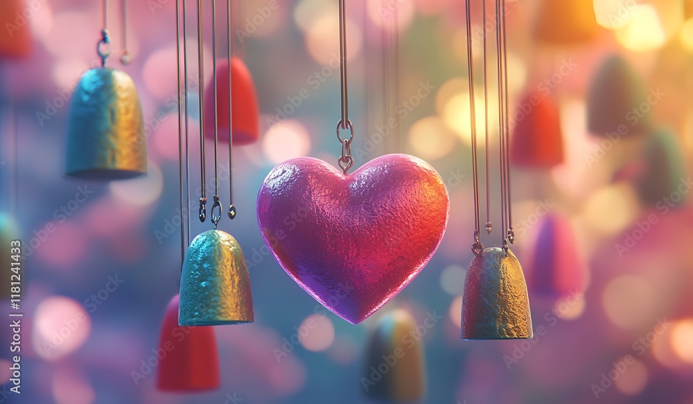 Poster heart-shaped object crafted from strings