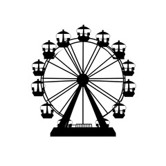 Silhouette of a Ferris wheel for amusement parks.