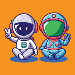 Fototapeta premium Bright and Cheerful Astronaut and Alien Artwork Perfect for Children’s Book Illustrations