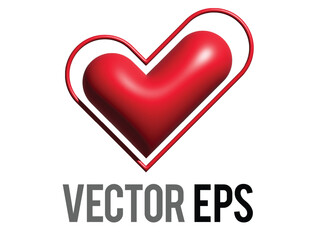 3D Y2K gradient red retro heart and star icon