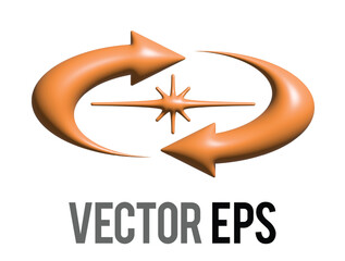 3D Y2K gradient orange retro two ways arrow and star icon