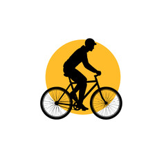 Cyclist silhouette with circle 