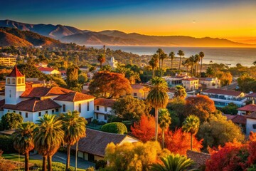 Capture Santa Barbara's autumn charm: sunny cityscape photography awaits.