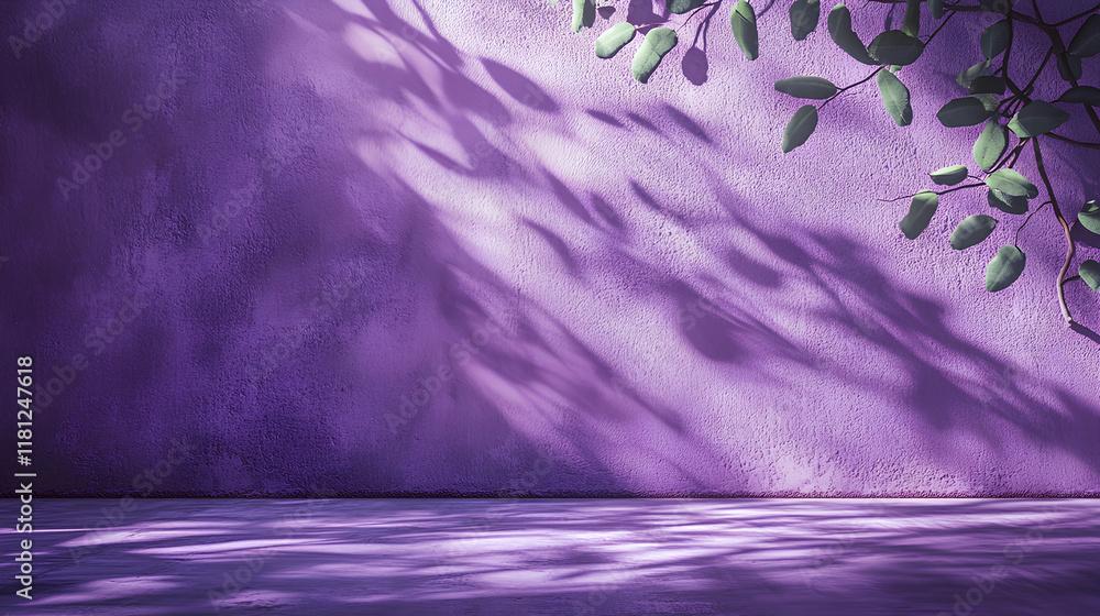 Poster a purple studio room with a concrete wall and floor serves as a backdrop for product presentation, f