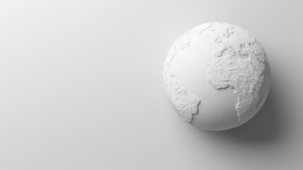 Minimalist white earth globe on neutral background for design and presentation projects
