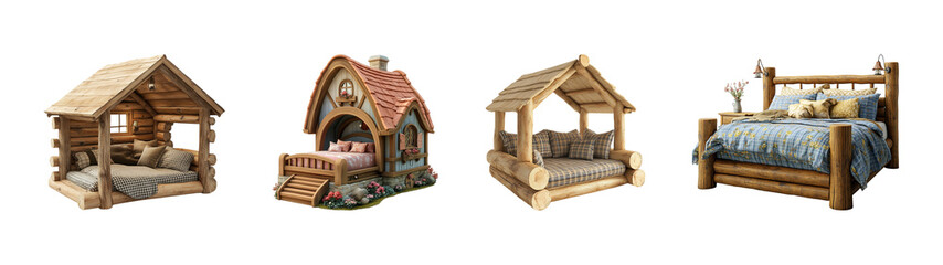 collection of cottage beds isolated 