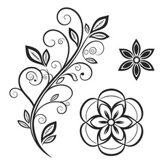 a set of decorative floral shapes symmetrical