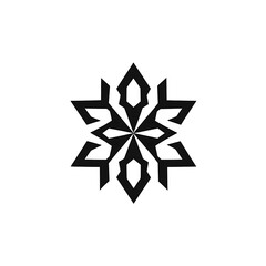 Obraz premium Abstract black geometric snowflake design.