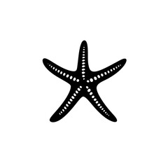 Obraz premium Black silhouette of a starfish isolated on white background.