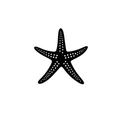 Obraz premium Simple black starfish icon isolated on white.