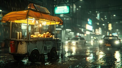 asian street food with in night street
