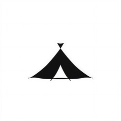 Simple black tent icon, camping shelter symbol.