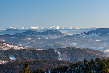 Low Tatras from Velka Raca in winter Kysucke Beskydy mountains on slovakian-polish borders