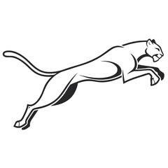 Obraz premium a silhouette line art of a running cheetah sleek