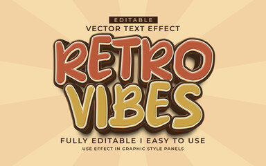 3d editable retro vibes text effect typography style template