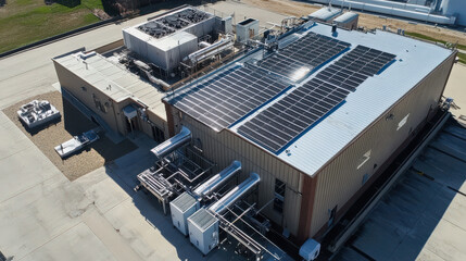Fototapeta premium Clean energy technology installation rooftop sunny day