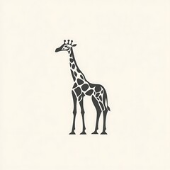 Naklejka premium Stylized giraffe illustration, monochrome design.