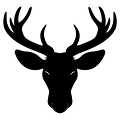 moos deer head black silhouette vector, Simple silhouette Design vector icon with white background.