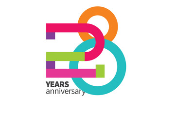 Colorful Flat 28th-Anniversary Logo Template for your company, event, etc