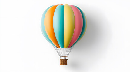 Obraz premium Colorful hot air balloon icon with vibrant stripes and wicker basket