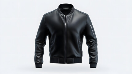 Stylish black leather jacket with realistic stitching and sleek design